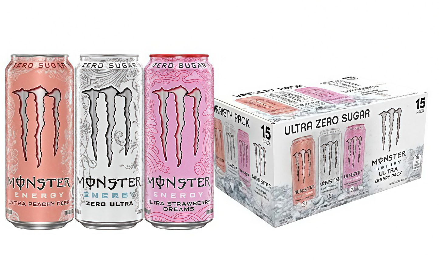 16oz Sugar-Free Energy (15 Cans) - Caffeine, Zero Cal