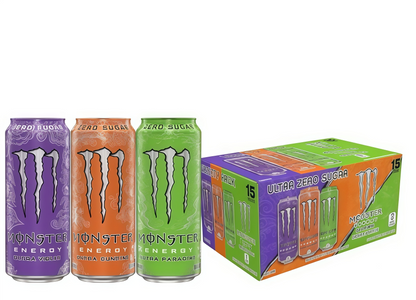 16oz Sugar-Free Energy (15 Cans) - Caffeine, Zero Cal